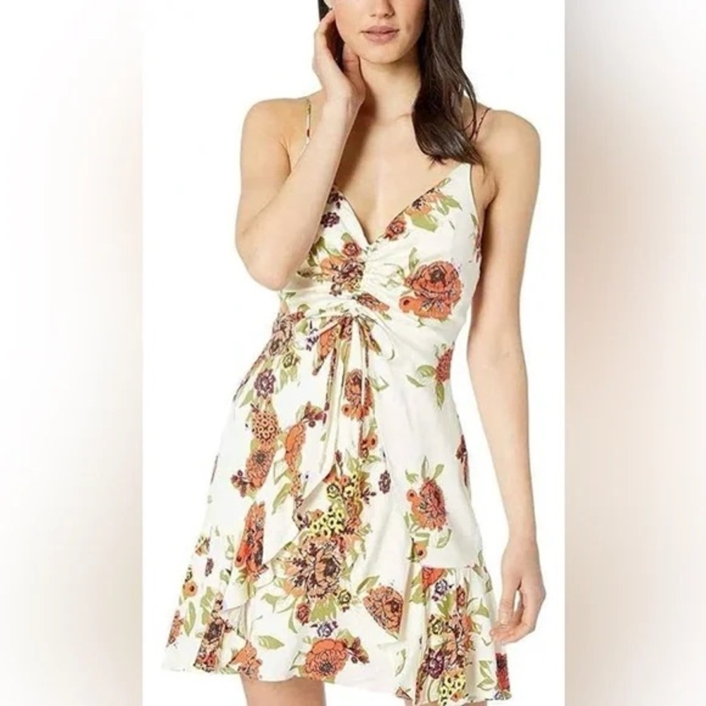 Free People Cream Floral Mini Dress Size M